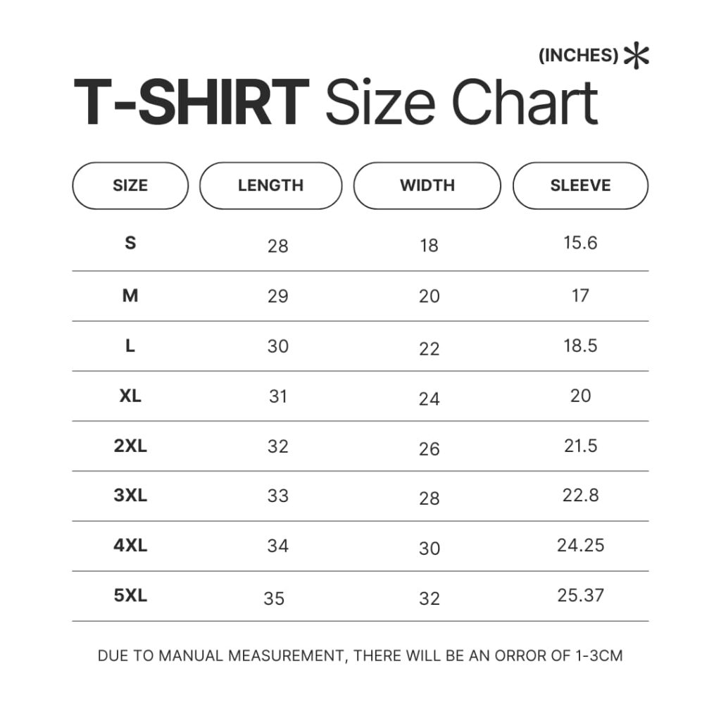 3D T shirt Size Chart - Chihuahua Stuff