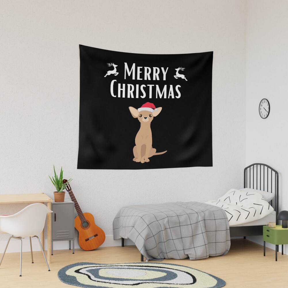 Chihuahua Christmas Quote Cartoon Tapestry