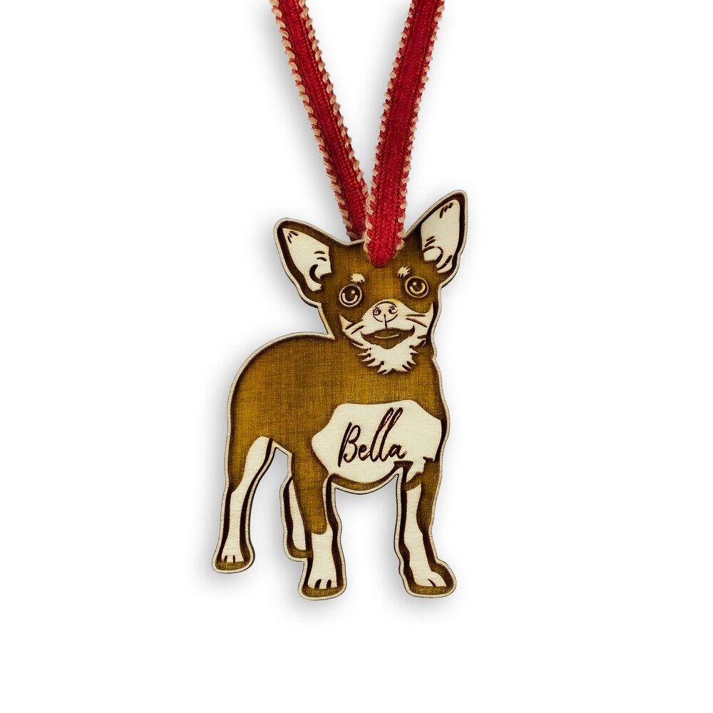 Chihuahua Christmas Wooded Ornament