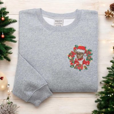 Christmas Dog Embroidered Sweatshirt