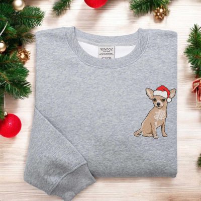 Embroidered Christmas Chihuahua Dog Sweatshirt