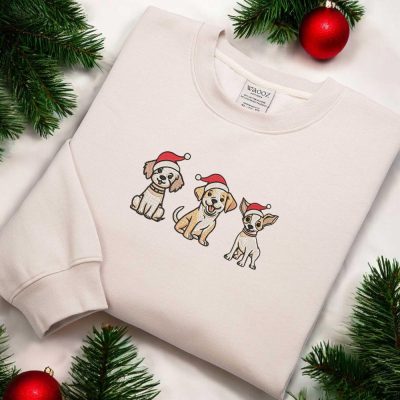 Embroidered Christmas Dog Sweatshirt