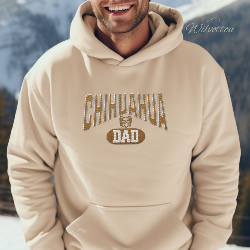 Long Hair Chihuahua Embroidered Dog Dad Hoodie