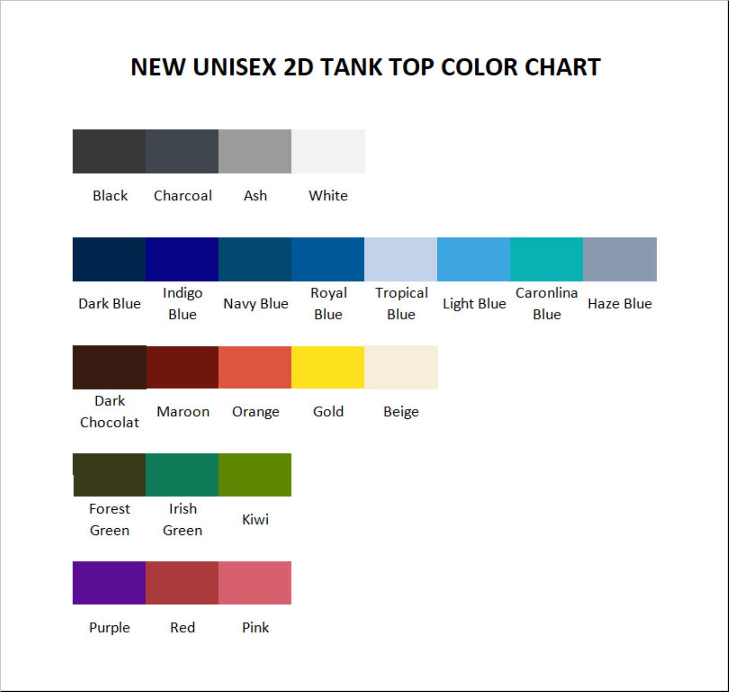 tank top color chart - Chihuahua Stuff